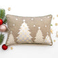 Christmas White Tree Cushion Cover – Linen & Brocade Pillow Cover | 14×21"