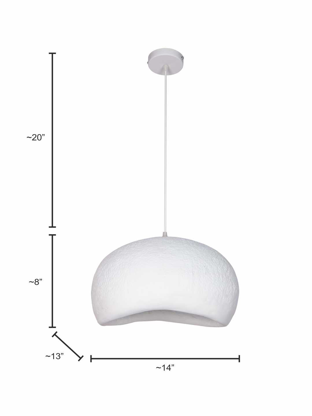White Fiberglass 1-Light Cloud Pendant Light – 35.6 cm