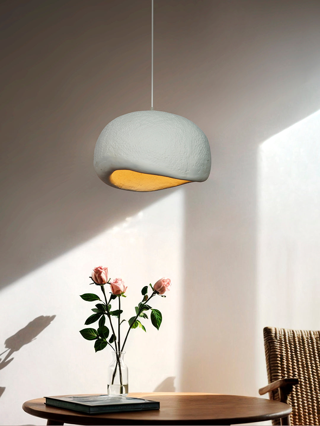 White Fiberglass 1-Light Cloud Pendant Light – 35.6 cm