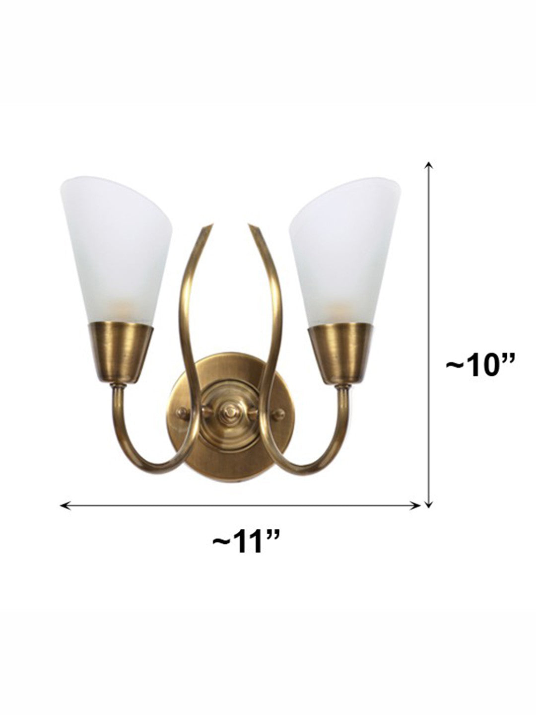 Brass Antique Glass 2-Light Wall Sconce – 27.9 cm