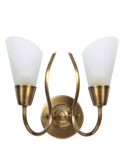 Brass Antique Glass 2-Light Wall Sconce – 27.9 cm