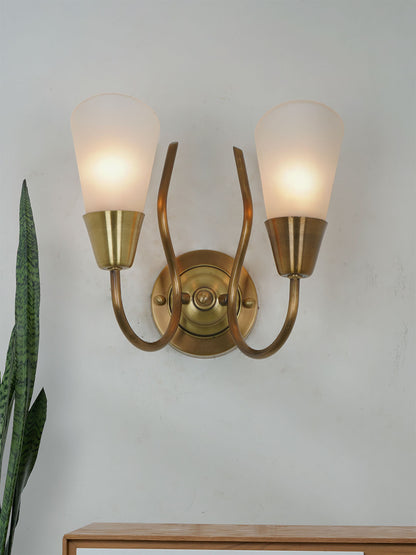 Brass Antique Glass 2-Light Wall Sconce – 27.9 cm