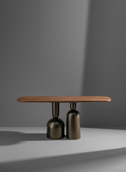 Elegant Cap Console Table: Modern Design, Magic Mirror Top, Metal Base