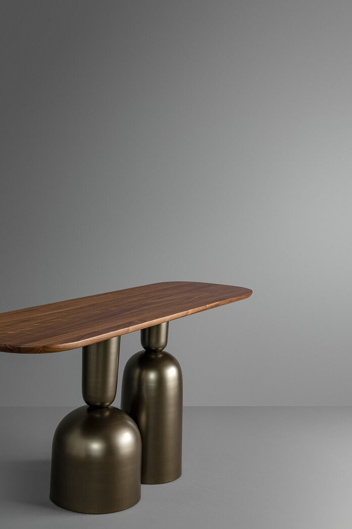 Elegant Cap Console Table: Modern Design, Magic Mirror Top, Metal Base