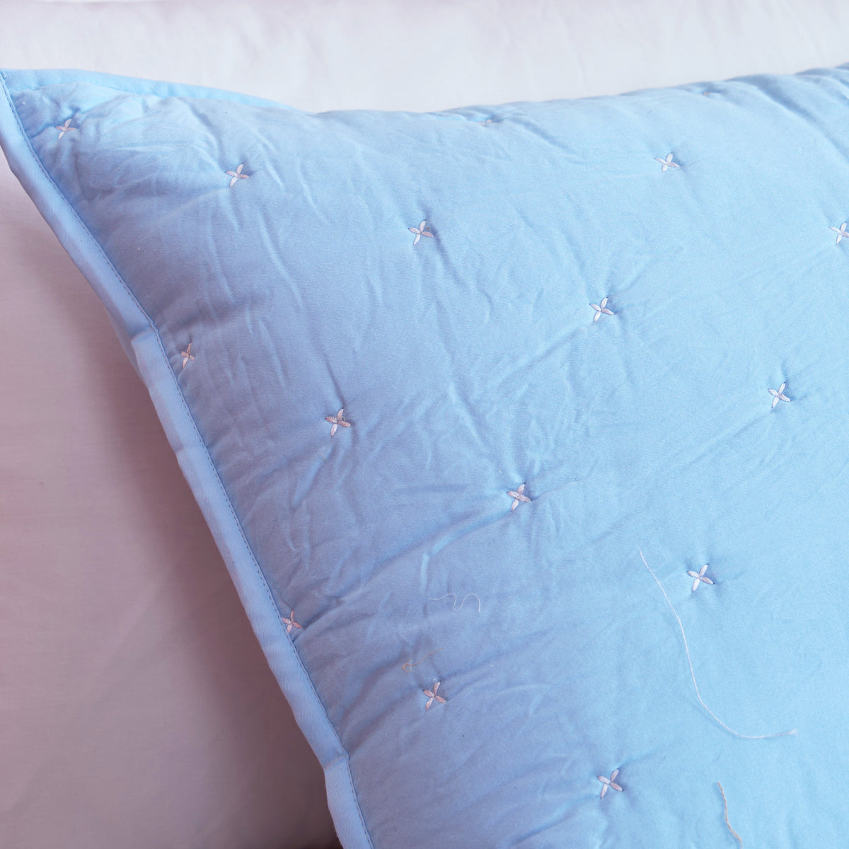Sky Blue 300TC Fine Cotton Quilted Pillow Case