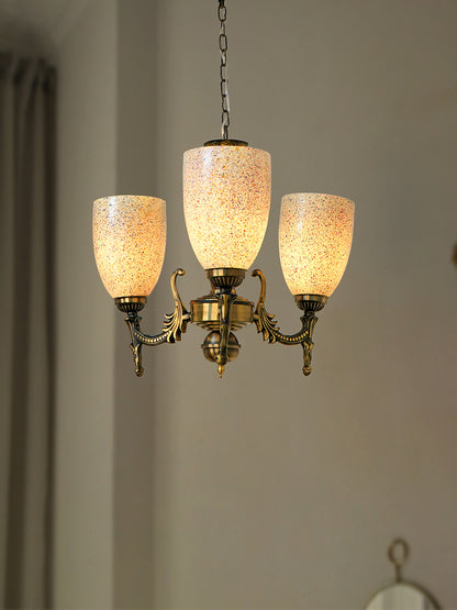 Antique Brass Steel 3-Light Mini Chandelier – 38.1 cm