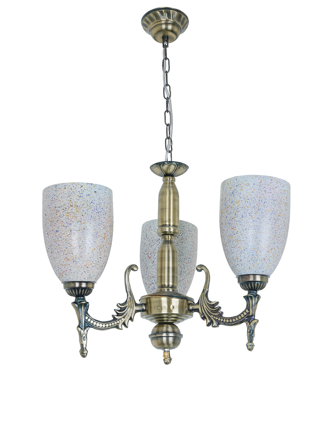 Antique Brass Steel 3-Light Mini Chandelier – 38.1 cm