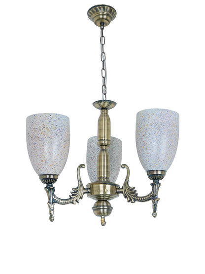 Antique Brass Steel 3-Light Mini Chandelier – 38.1 cm
