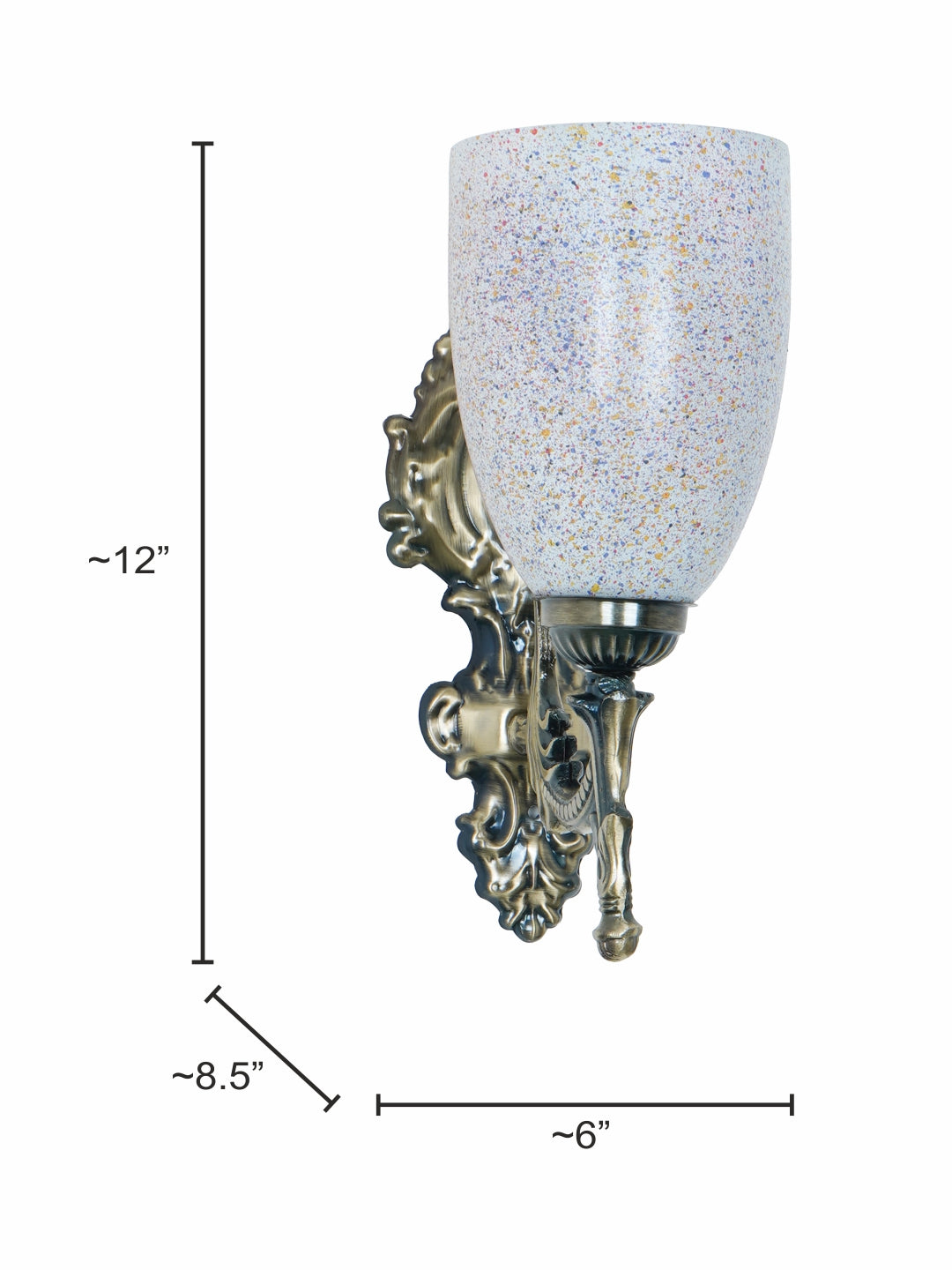 Brass Antique Glass Mild Steel 1-Light Wall Sconce – 30.5 cm