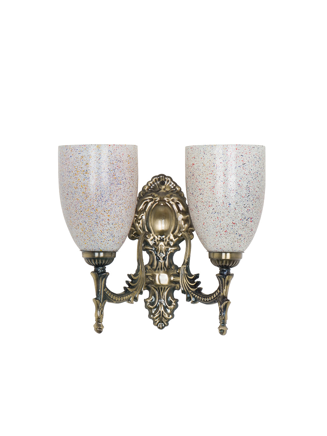 Brass Antique Glass Mild Steel 2-Light Wall Sconce – 30.5 cm