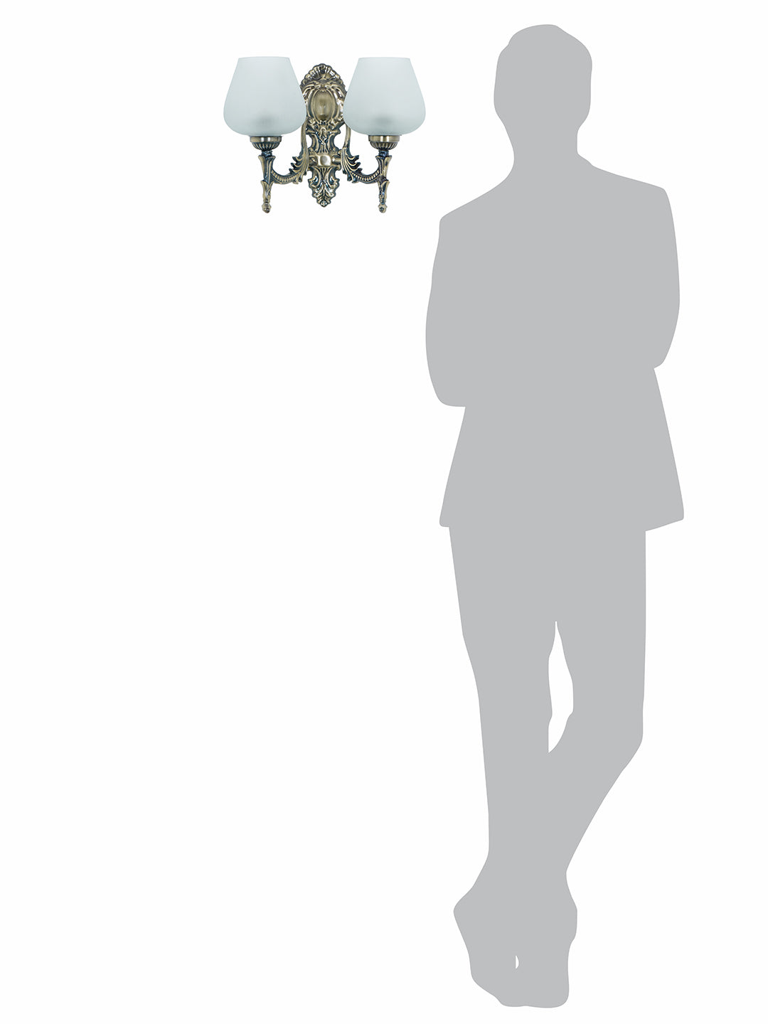 Brass Antique Mild Steel Glass 2-Light Wall Sconce – 27.9 cm