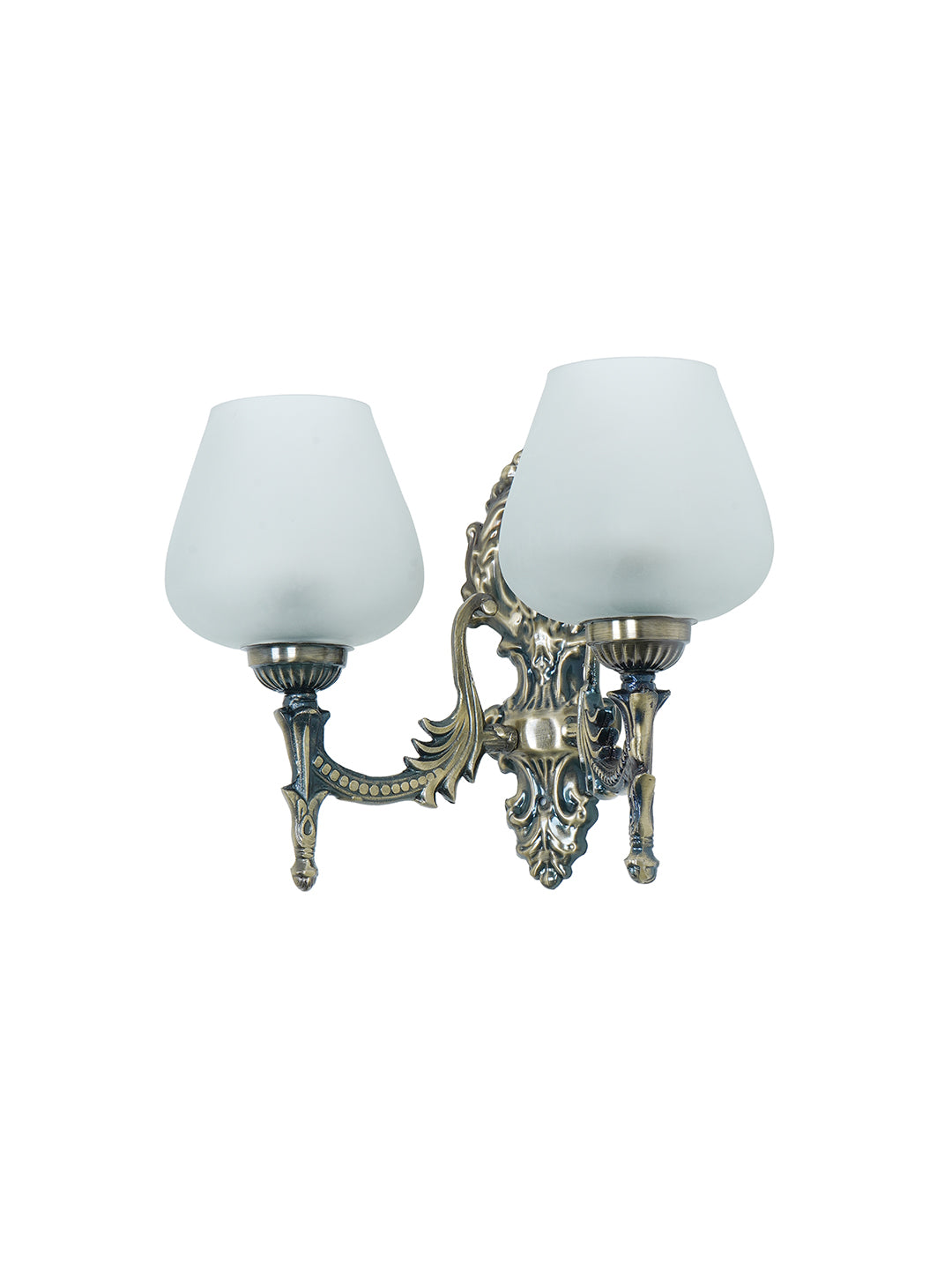 Brass Antique Mild Steel Glass 2-Light Wall Sconce – 27.9 cm