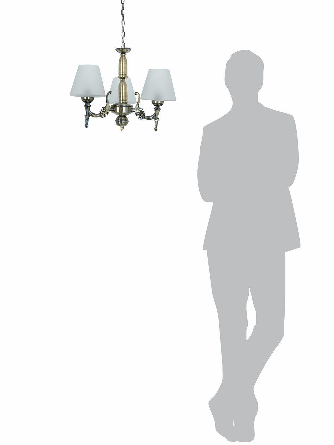 Antique Brass Steel 3-Light Mini Chandelier – 43.2 cm