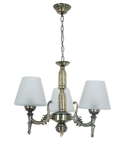 Antique Brass Steel 3-Light Mini Chandelier – 43.2 cm