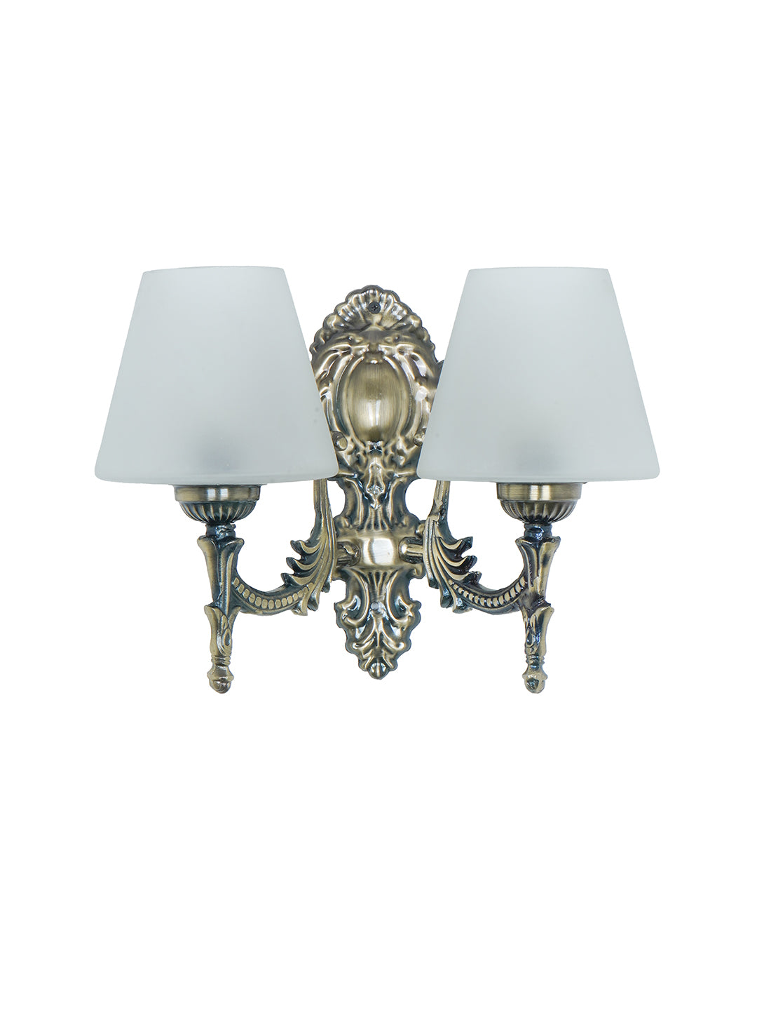 Brass Antique Glass Steel 2-Light Wall Sconce – 27.9 cm