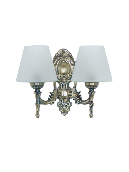 Brass Antique Glass Steel 2-Light Wall Sconce – 27.9 cm