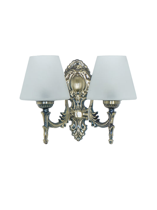 Brass Antique Glass Steel 2-Light Wall Sconce – 27.9 cm
