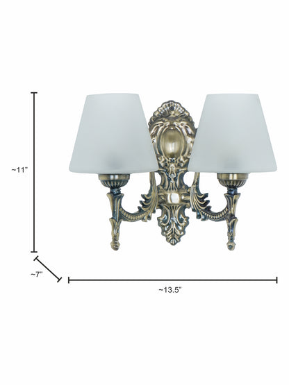 Brass Antique Glass Steel 2-Light Wall Sconce – 27.9 cm