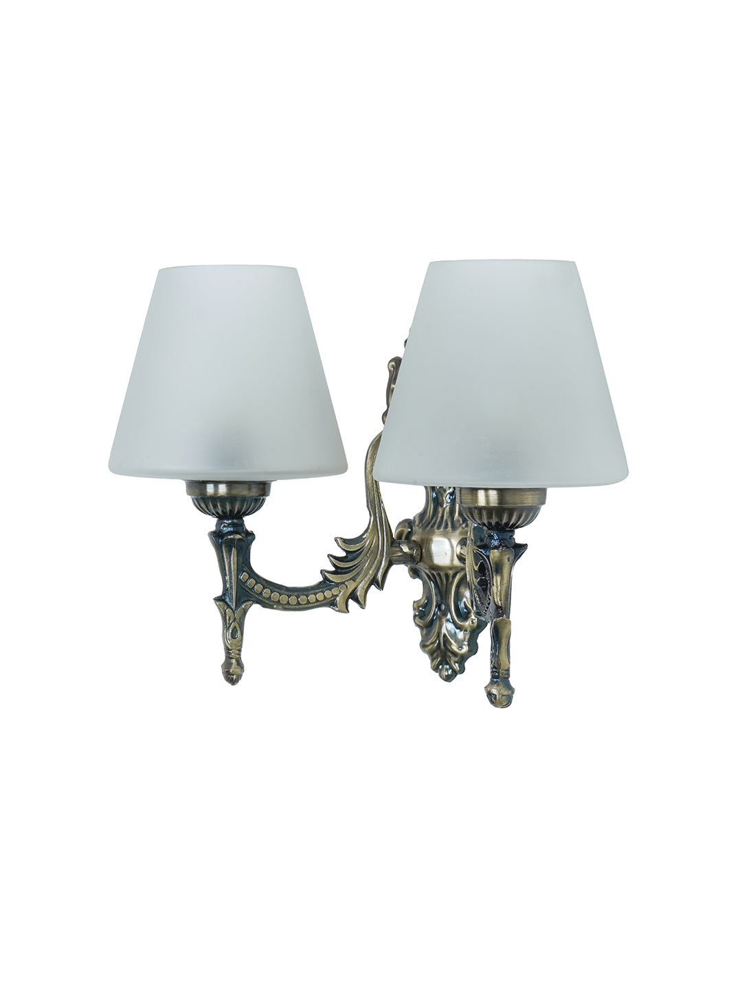 Brass Antique Glass Steel 2-Light Wall Sconce – 27.9 cm