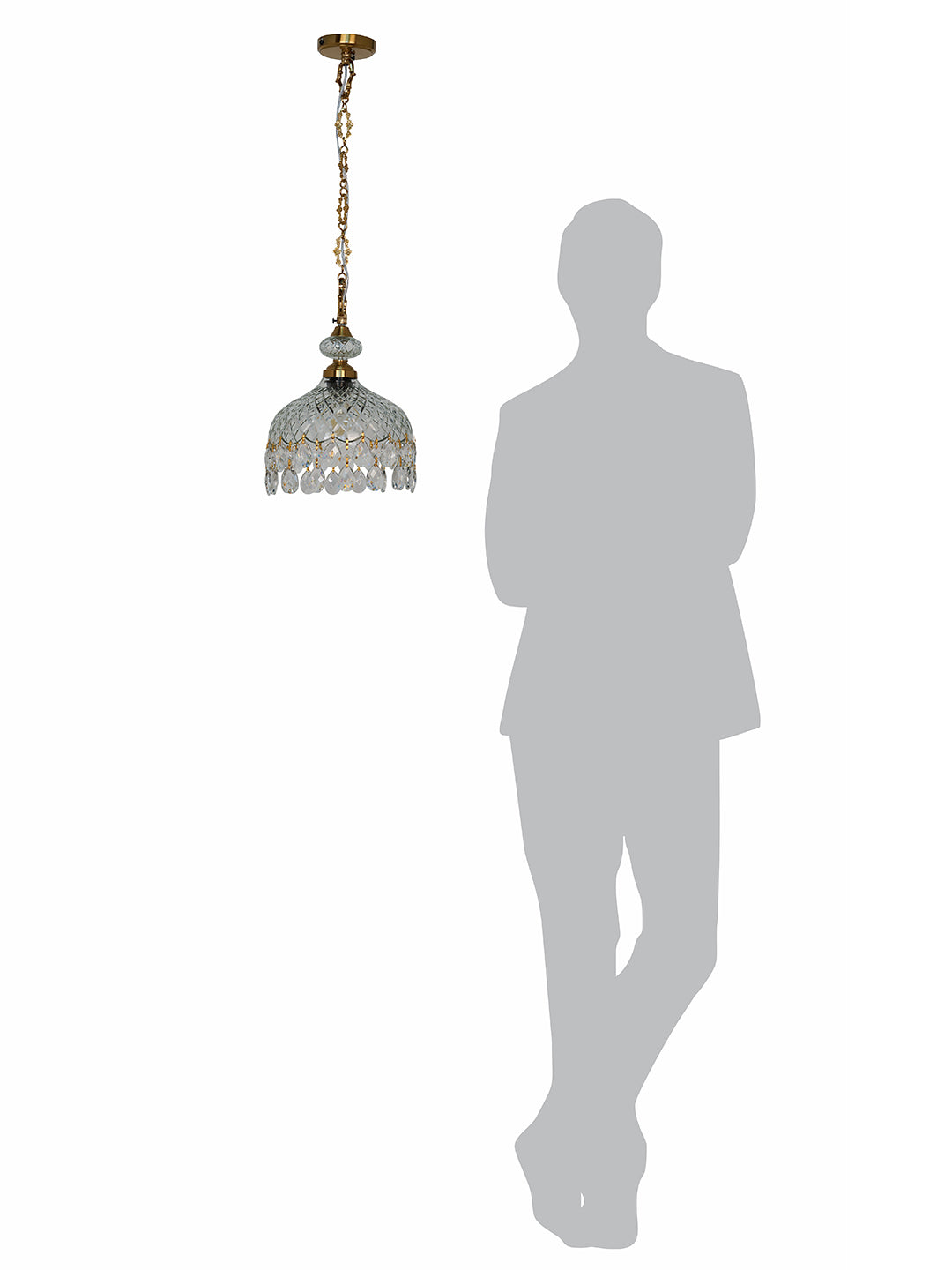Brass Cut Glass 1-Light Bowl Pendant – 25.4 cm