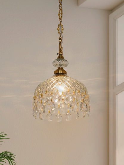 Brass Cut Glass 1-Light Bowl Pendant – 25.4 cm