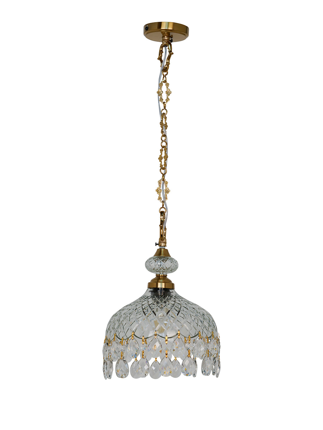 Brass Cut Glass 1-Light Bowl Pendant – 25.4 cm
