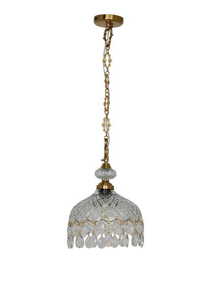 Brass Cut Glass 1-Light Bowl Pendant – 25.4 cm