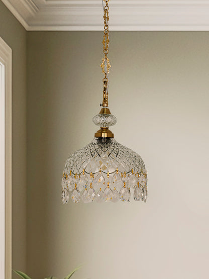Brass Cut Glass 1-Light Bowl Pendant – 25.4 cm