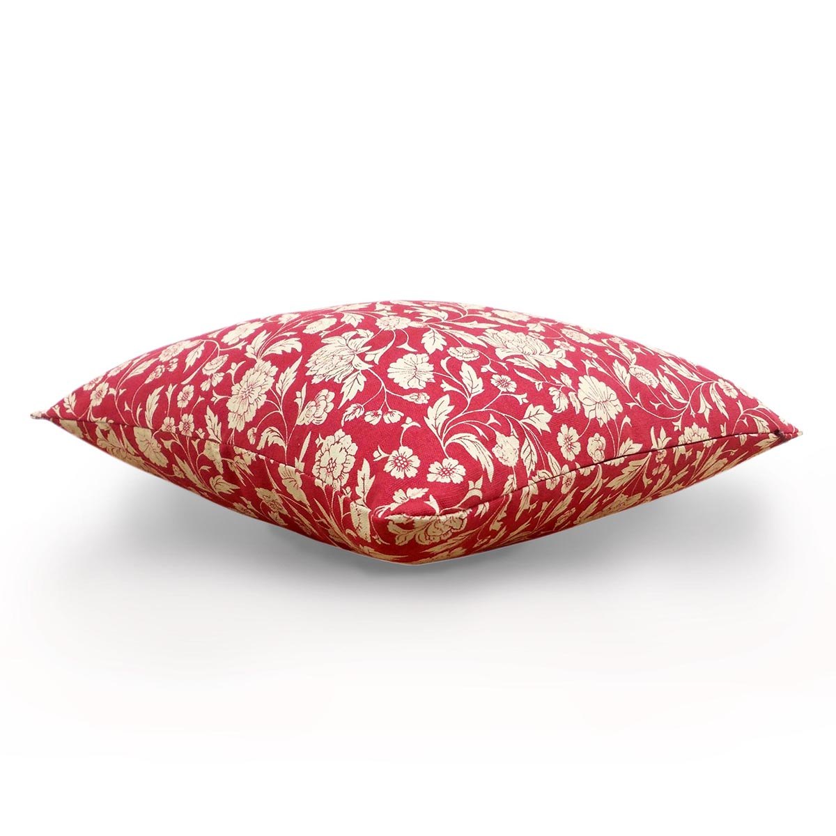 Marsala Kalamkari Cotton Cushion Cover – Cream Floral Print | Reversible | 4 Sizes