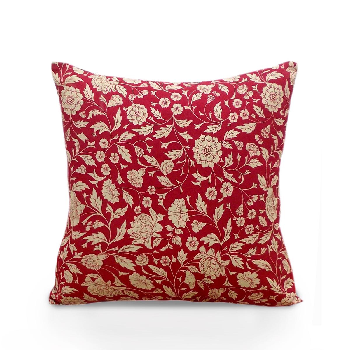 Marsala Kalamkari Cotton Cushion Cover – Cream Floral Print | Reversible | 4 Sizes