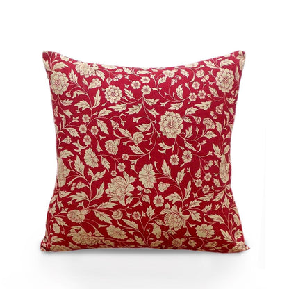 Marsala Kalamkari Cotton Cushion Cover – Cream Floral Print | Reversible | 4 Sizes