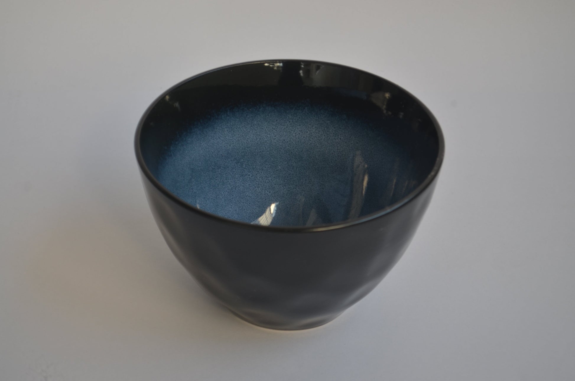 Elegant Handcrafted Blueberry Glazed Stoneware Dessert Bowls Set