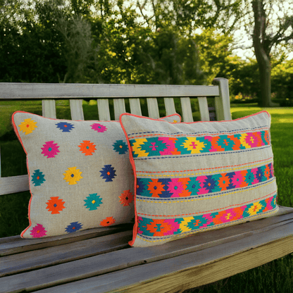 Vliving Folk Kilim Embroidered Linen Cushion Cover – Patti Pattern