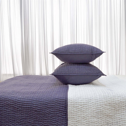 Lavender Kantha Quilted Bed Set | Stripe Pattern | Handmade | Twin, Queen & King