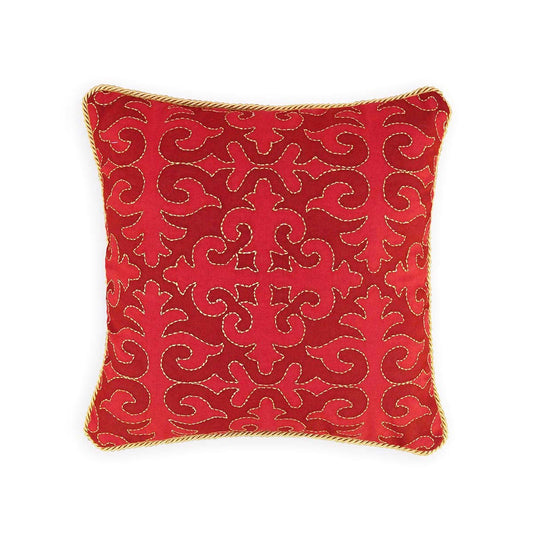 Vliving Christmas Red Moroccan Pillow Cover with Gold Embroidery