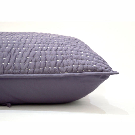 Lavender Kantha Quilted Pillow Sham – Handcrafted Cotton Voile