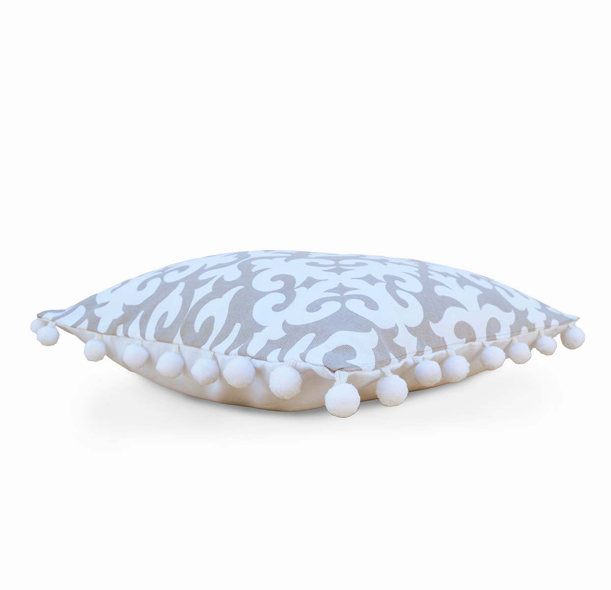 Christmas Pillow Cover Moroccan Print with White Pompoms