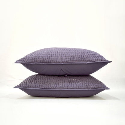 Lavender Kantha Quilted Pillow Sham – Handcrafted Cotton Voile