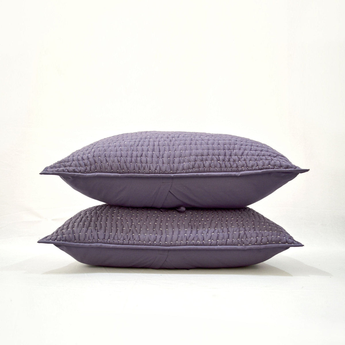 Lavender Kantha Cotton Voile Quilted Pillow Cases | Handmade | Multiple Sizes