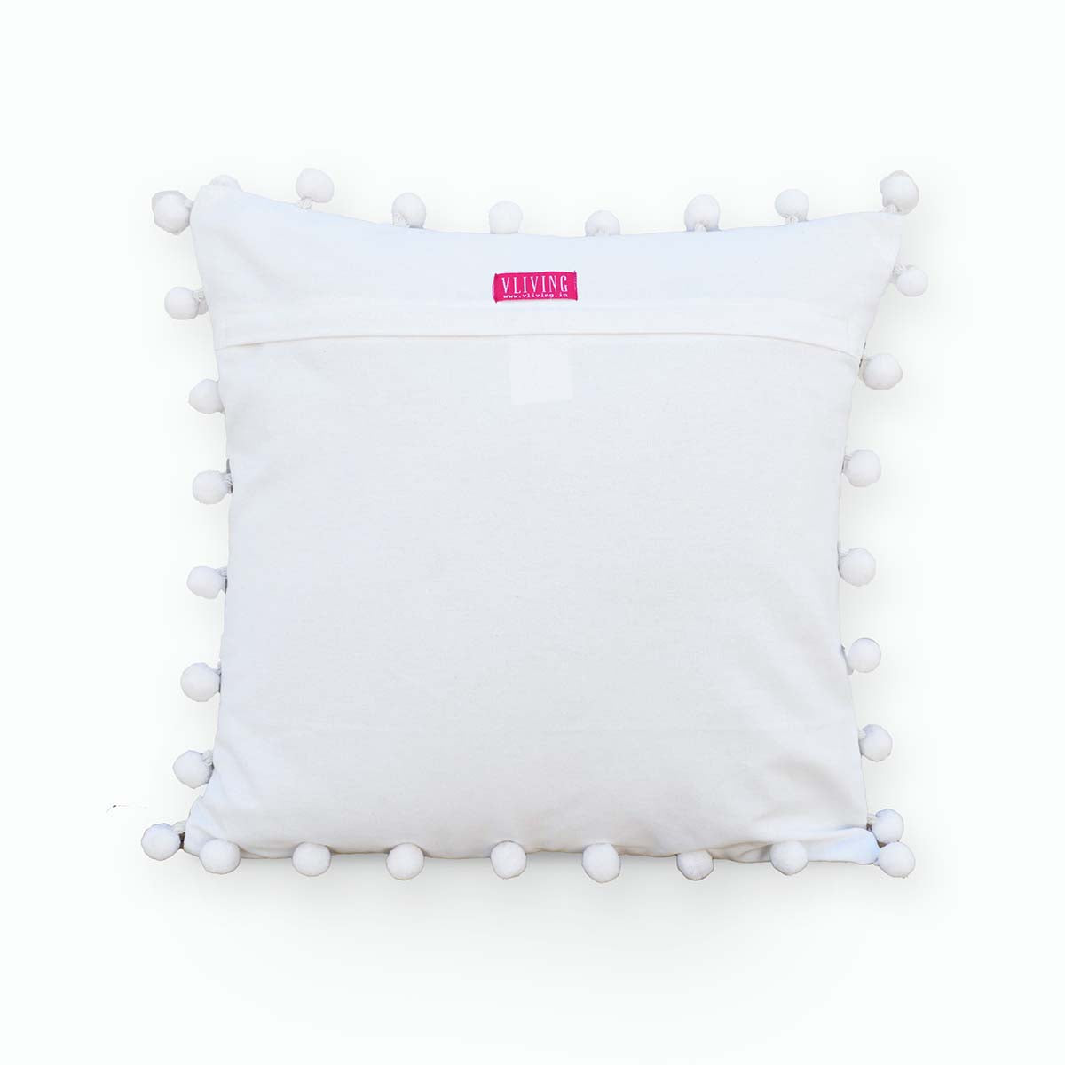 Christmas Pillow Cover Moroccan Print with White Pompoms