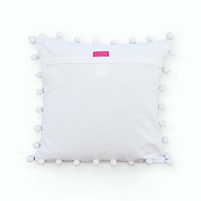Christmas Pillow Cover Moroccan Print with White Pompoms