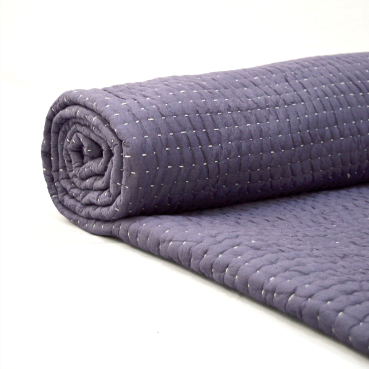 Lavender Kantha Quilt | Stripe Pattern Quilting | 100% Cotton | Handmade