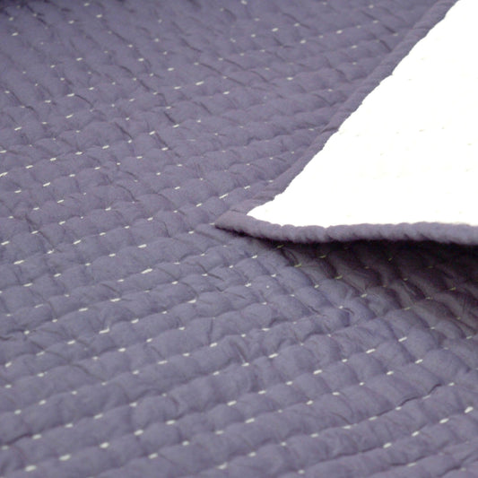Lavender Hand‑Quilted Kantha Stripe Quilt Soft Premium Cotton Bedspread