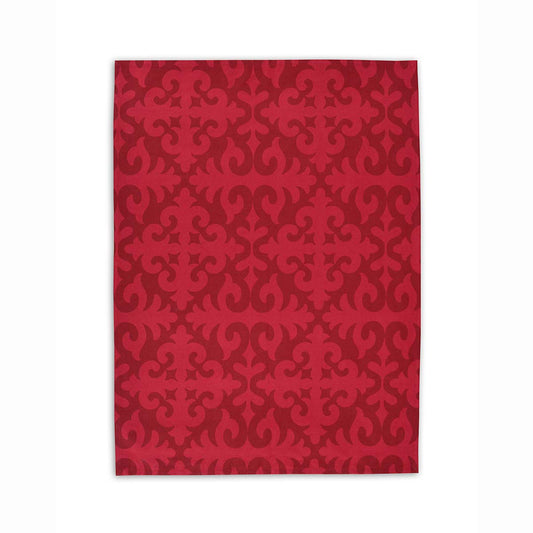 SHYRDAK Red Tone-on-Tone Moroccan Print Cotton Kitchen Towel Set