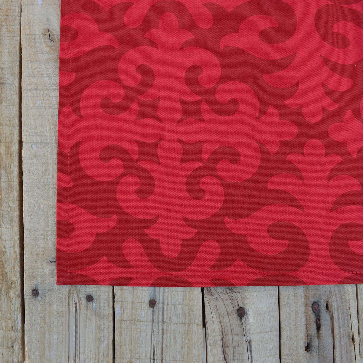 SHYRDAK Red Tone-on-Tone Moroccan Print Cotton Kitchen Towel Set