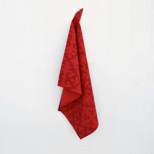SHYRDAK Red Tone-on-Tone Moroccan Print Cotton Kitchen Towel Set