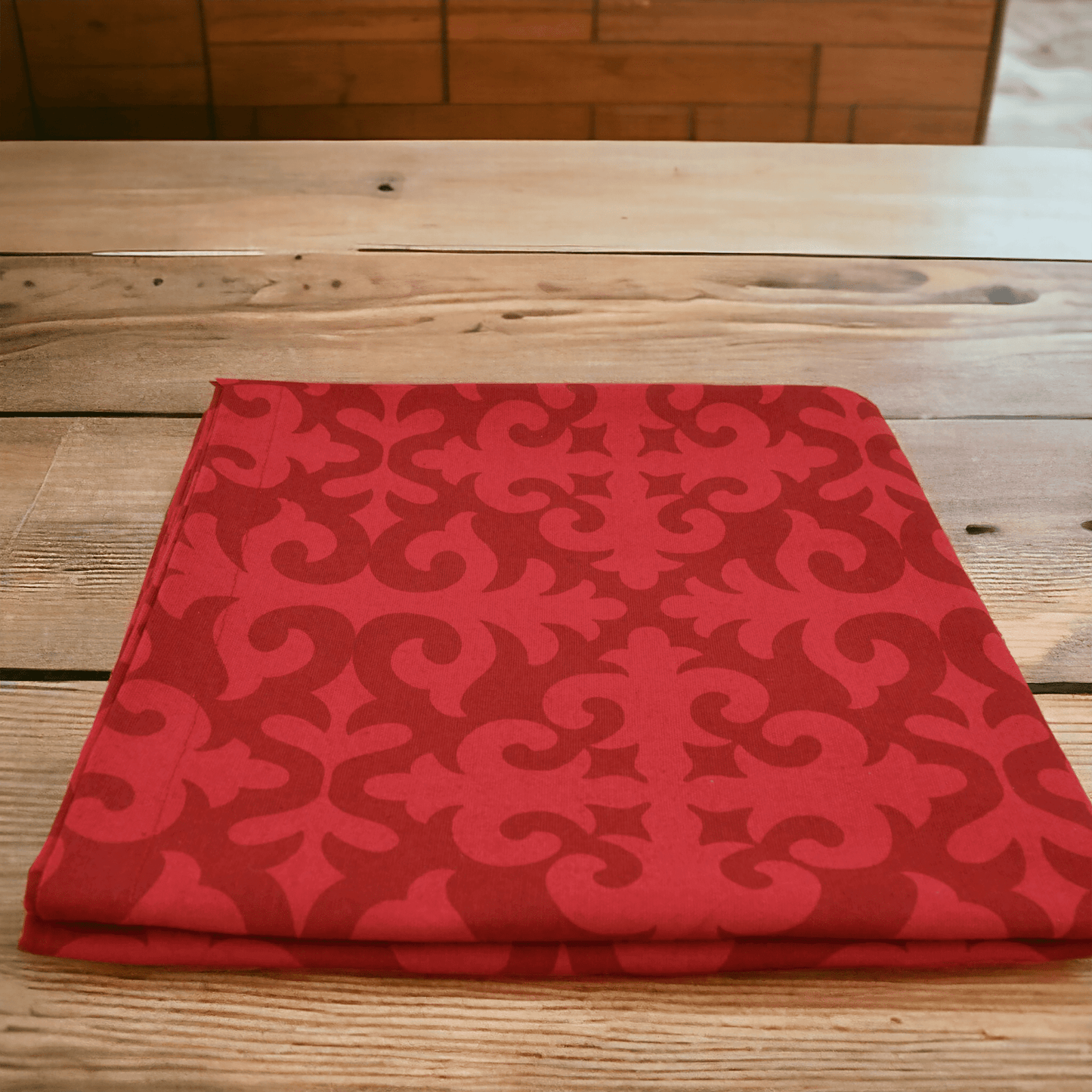 Red Moroccan Print 100% Cotton Christmas Table Cloth – Boho Elegance