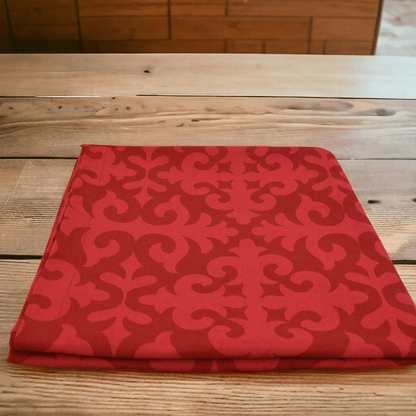 Christmas Red Shyrdak Moroccan Print Cotton Tablecloth – 4 & 6 Seater Sizes