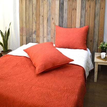 Rust Kantha Chevron Quilted Bed Set – Twin, Queen, King Sizes