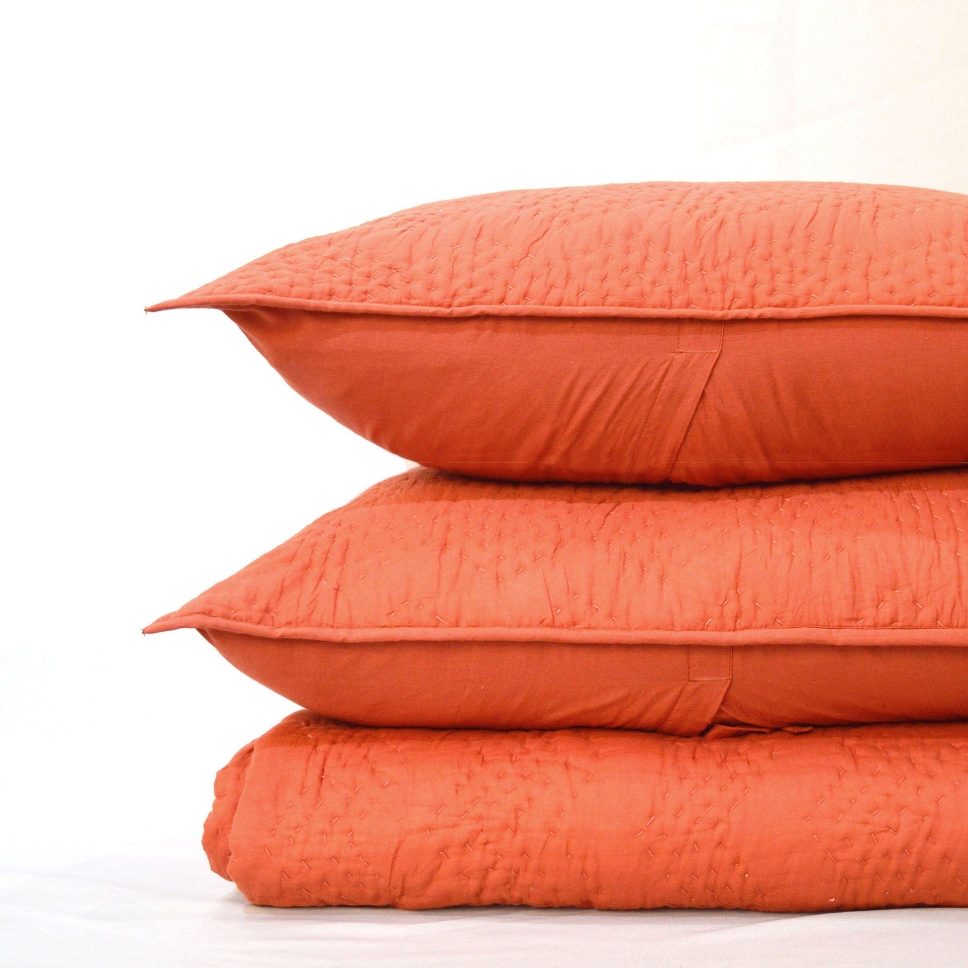 Rust Kantha Chevron Quilted Bed Set – Twin, Queen, King Sizes